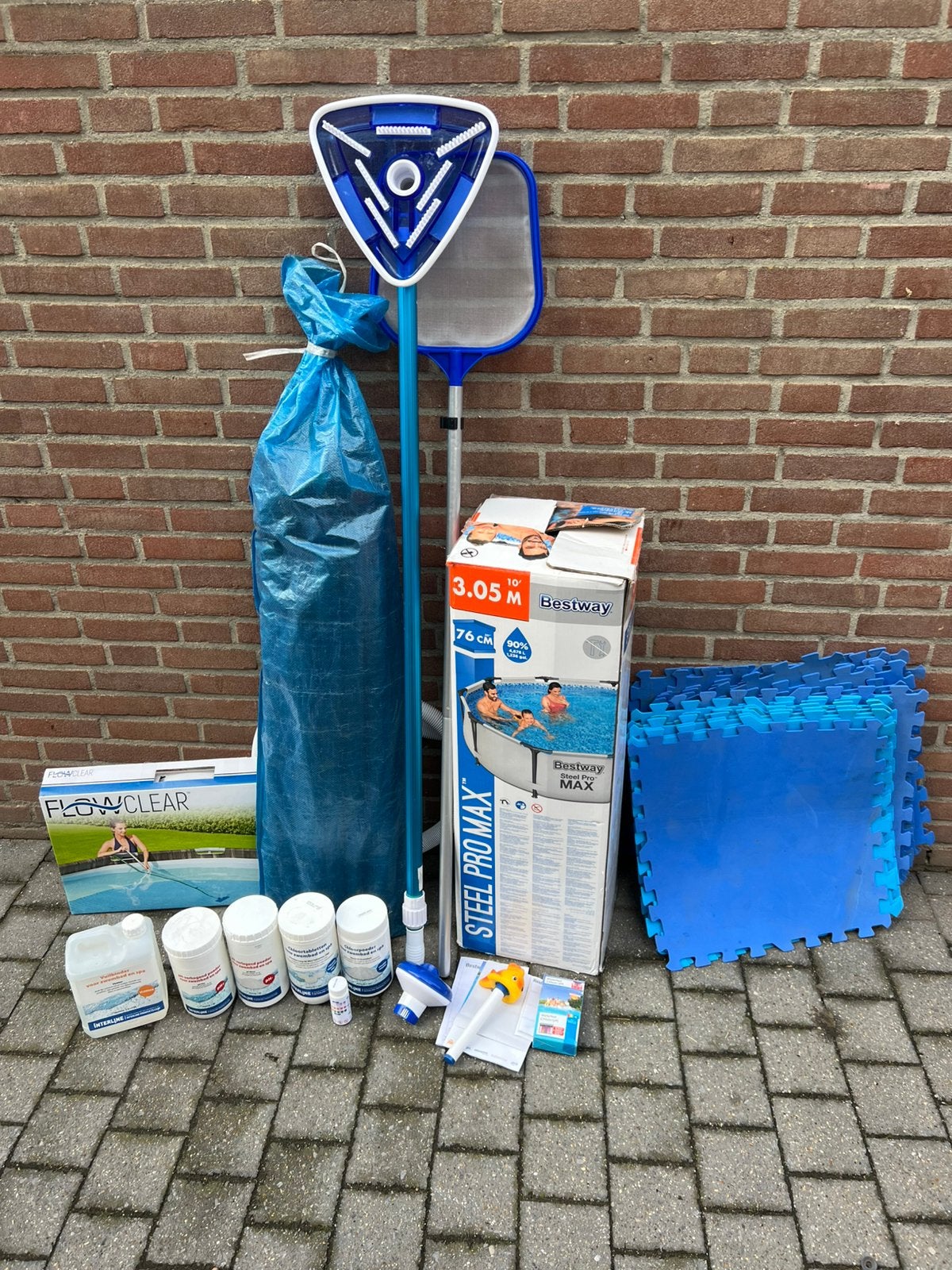 Bestway Steel Pro MAX Opzetzwembad 3.05m met toebehoren, Ophalen, Gebruikt, Rond, Opzetzwembad