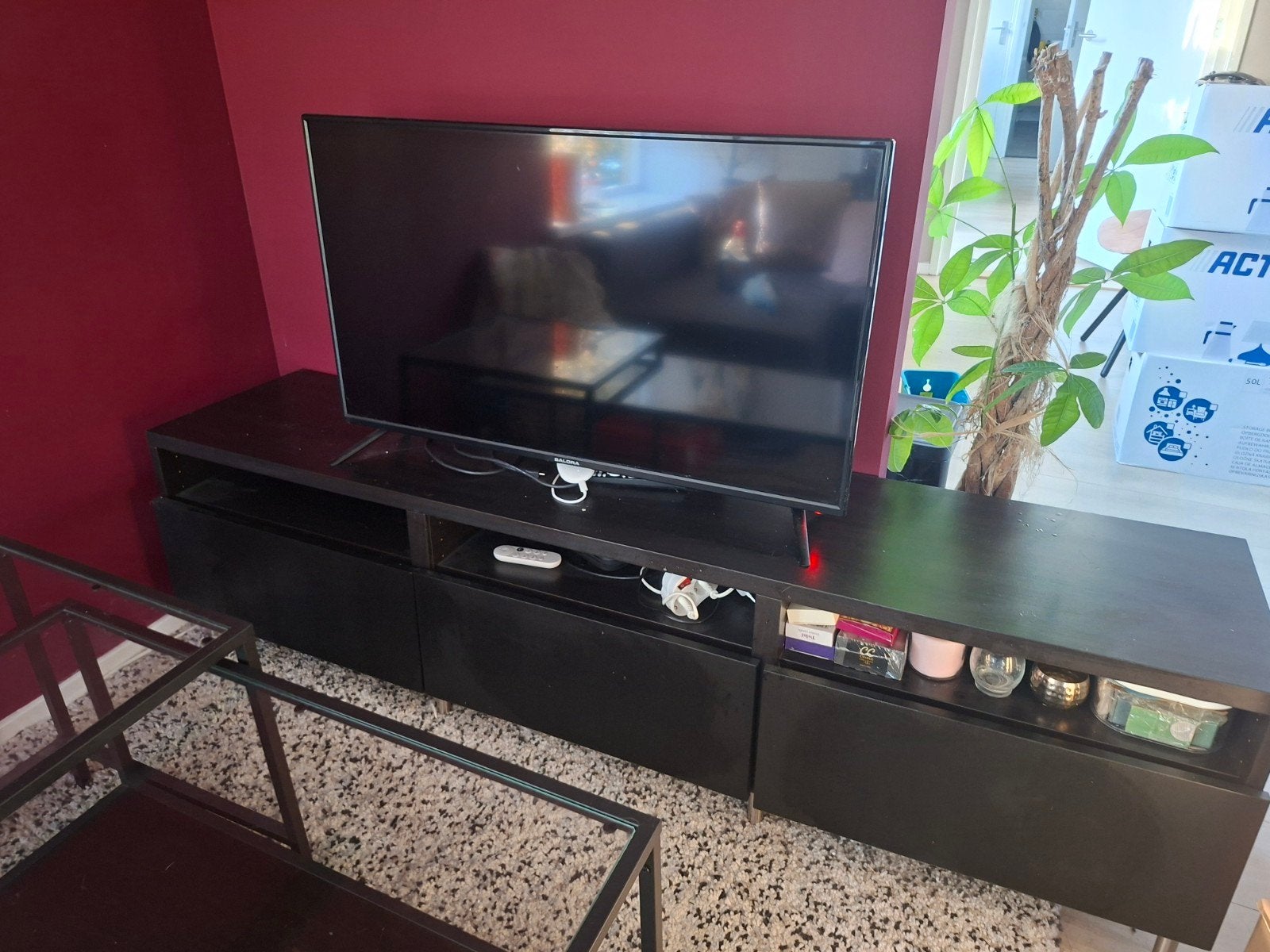 IKEA Besta TV-meubel met lades en open vakken, Ophalen, Gebruikt, 150 tot 200 cm, Minder dan 100 cm