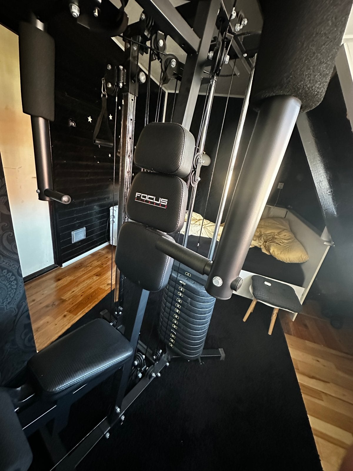 Krachtstation focus unit 6 fitnessbank halters, Ophalen, Zo goed als nieuw, Krachtstation