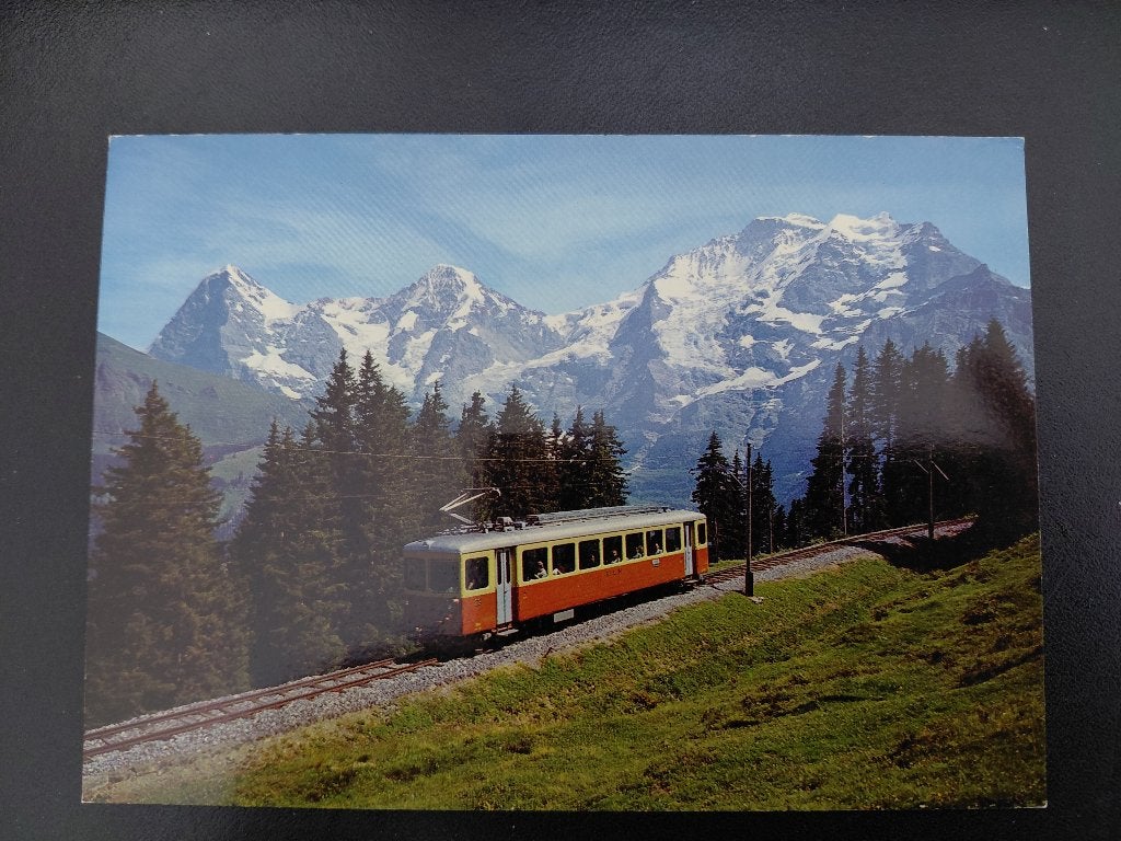 3 x tandradbahn, Bahn Grütschalp- Mürren, Zwitserland, e.a., Verzamelen, Verzenden, Gebruikt, Trein, Kaart of Prent