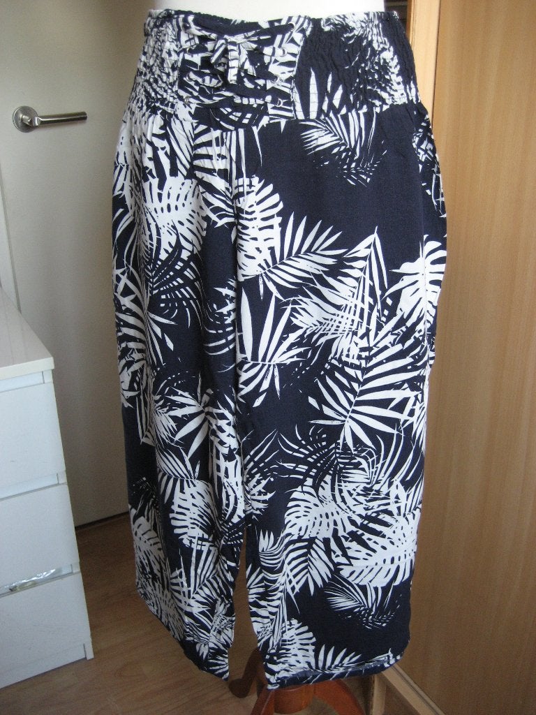 broek 7/8 maat 44-46 (3) Paprika blauw wit elastisch, Blauw, Maat 42/44 (L), Ophalen of Verzenden, Zo goed als nieuw