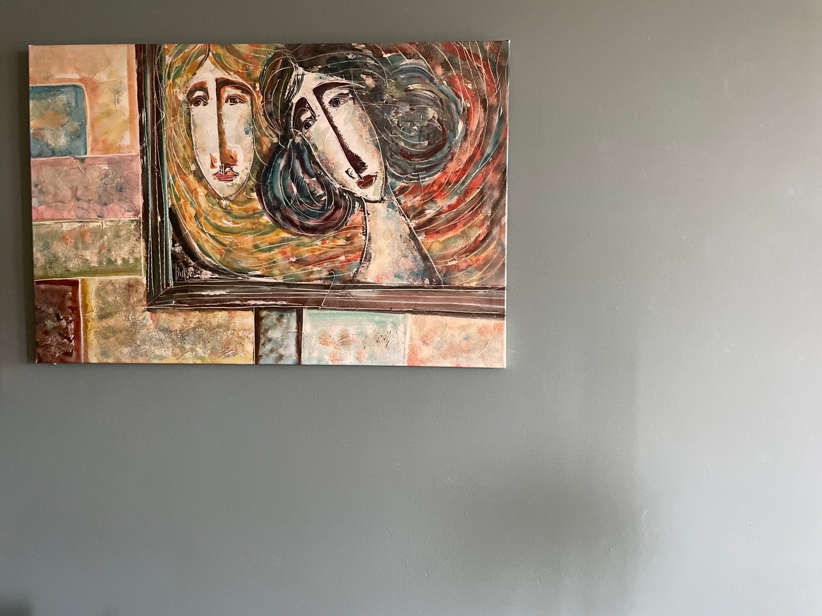 CALVIN BURNETT- 60x90cm olieverf schilderij, Antiek en Kunst, Ophalen, Figuren, Textiel, Gesigneerd