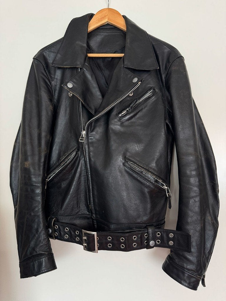 Acoustic Horsehide Double Riders Jacket EU46~48, Kleding | Heren, Jassen | Zomer, Gedragen, Maat 46 (S) of kleiner, Zwart, Ophalen of Verzenden