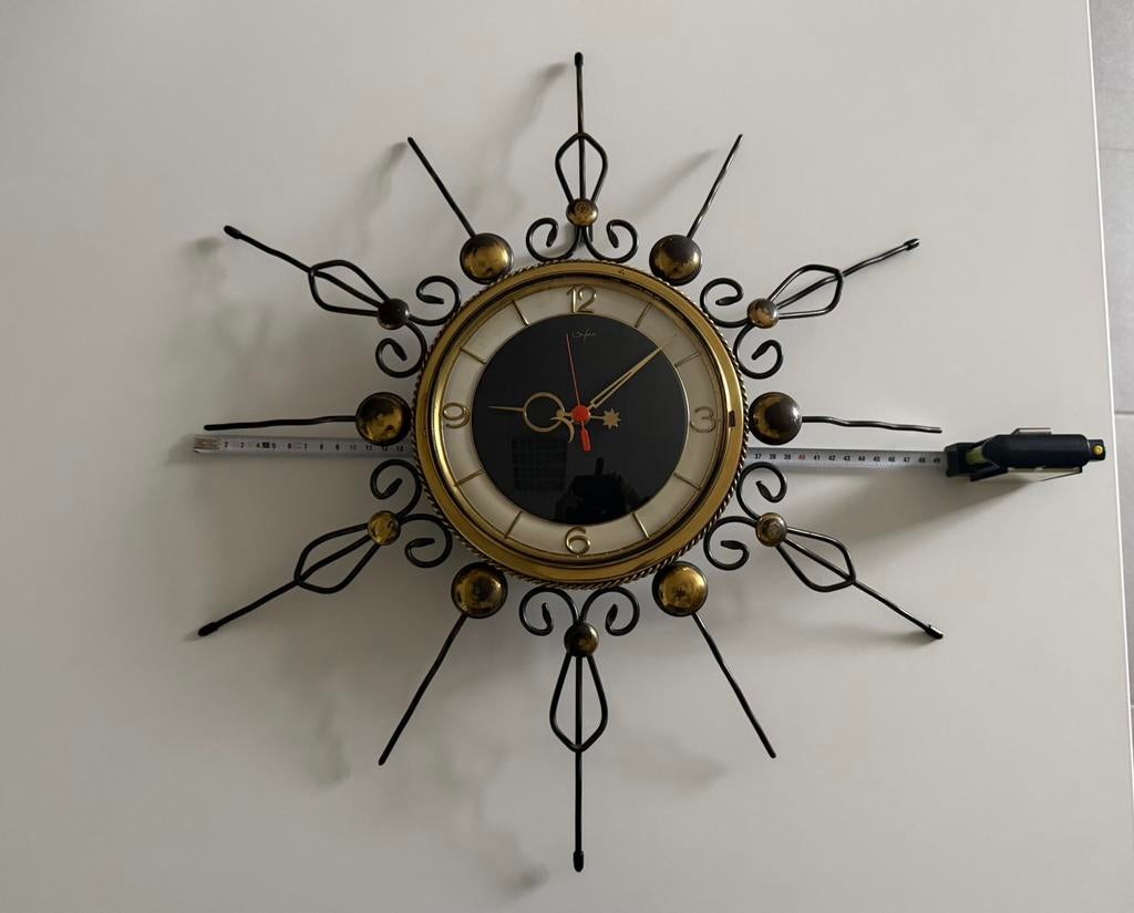 Orfac Sunburst vintage jaren ‘50 klok, Ophalen of Verzenden