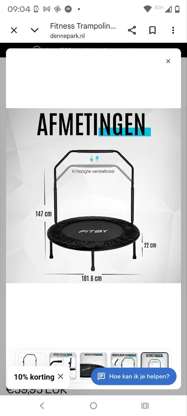 Fitness Trampoline met Handgreep - FITBY, Ophalen of Verzenden, Nieuw, Armen, Overige typen