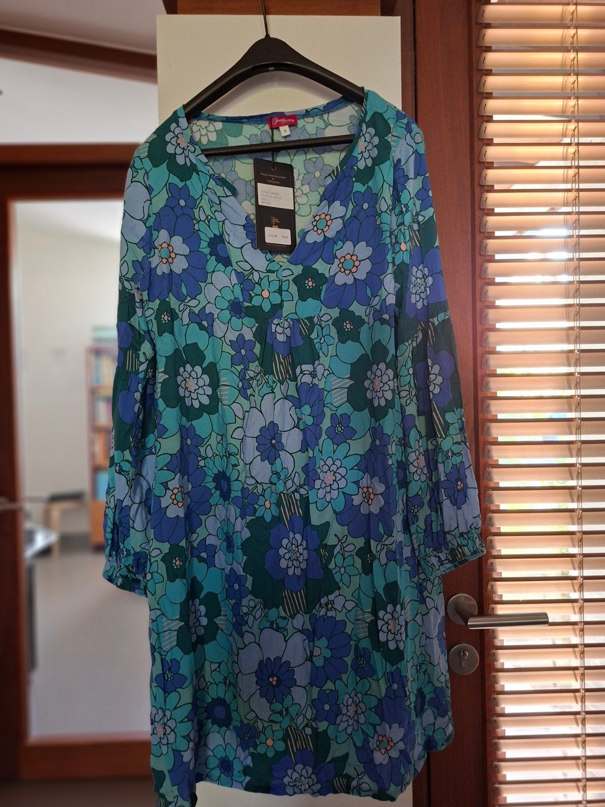 Tante Betsy dames jurk met bloemen - NIEUW - mt S, Ophalen of Verzenden, Nieuw, Blauw, Jurk
