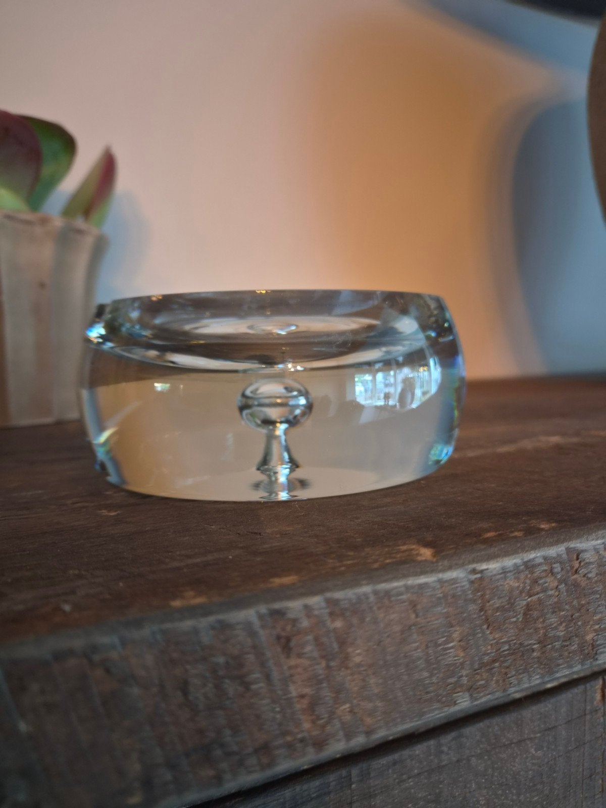 Krosno "Bonny" handgeblazen glas asbak met druppel, Ophalen of Verzenden, Zo goed als nieuw, Overige materialen