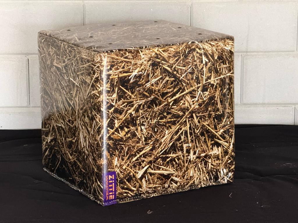 Kinderpoef-hocker 35x35x35cm strobaal zeildoek, Ophalen, Zo goed als nieuw, Overige typen