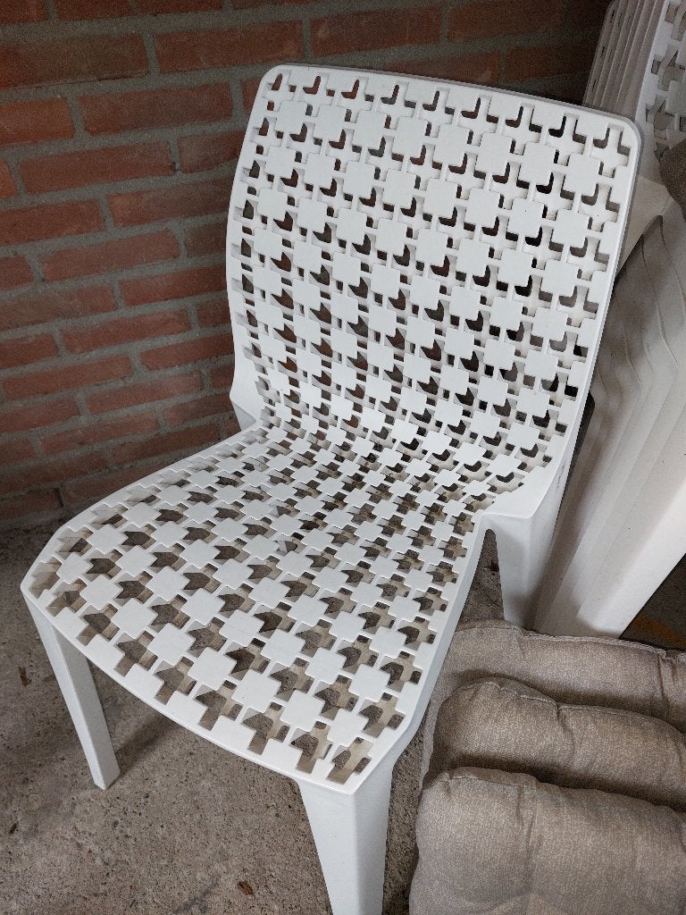 Tuinstoelen stapelbaar wit, Tuin en Terras, Tuinstoelen, Ophalen, Zo goed als nieuw, Kunststof, Stapelbaar