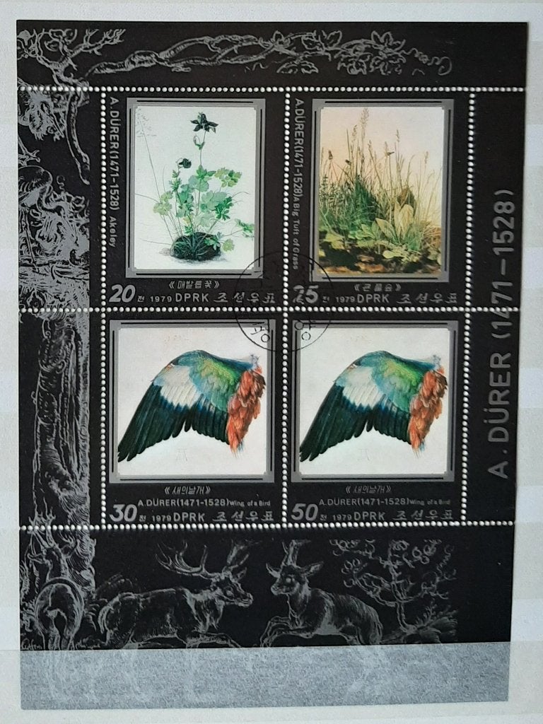 Postzegelvel North Korea Albrecht Dürer 1979 Gestempeld, Ophalen, Gestempeld, Dier of Natuur