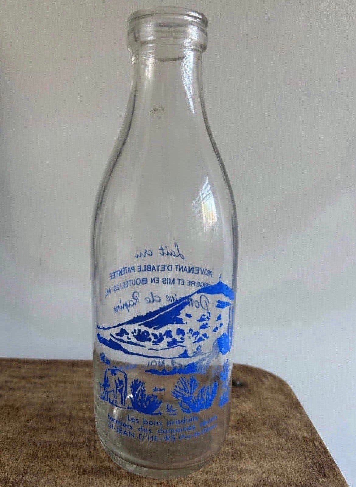 Franse melkfles blauwe belettering, Verzenden