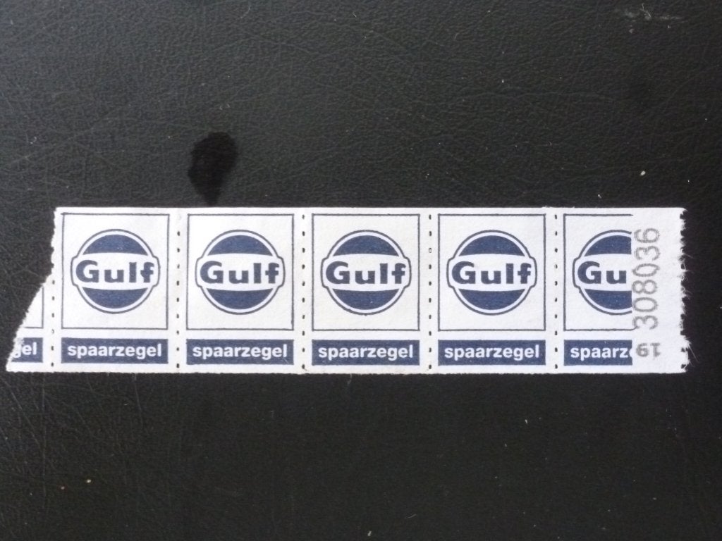 Spaarzegels Pompstation (Gulf 3), Ophalen of Verzenden, Winkel, Super of Benzinepomp, Zegels, Bonnen of Punten