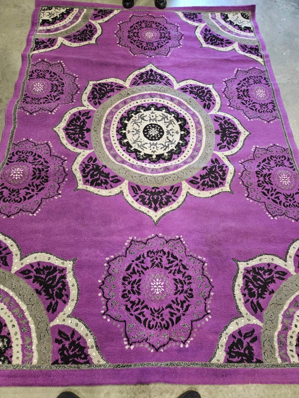 Nieuw Vloerkleed Paars met Medaillon Patroon, 100 tot 150 cm, Nieuw, Ophalen of Verzenden, Grijs