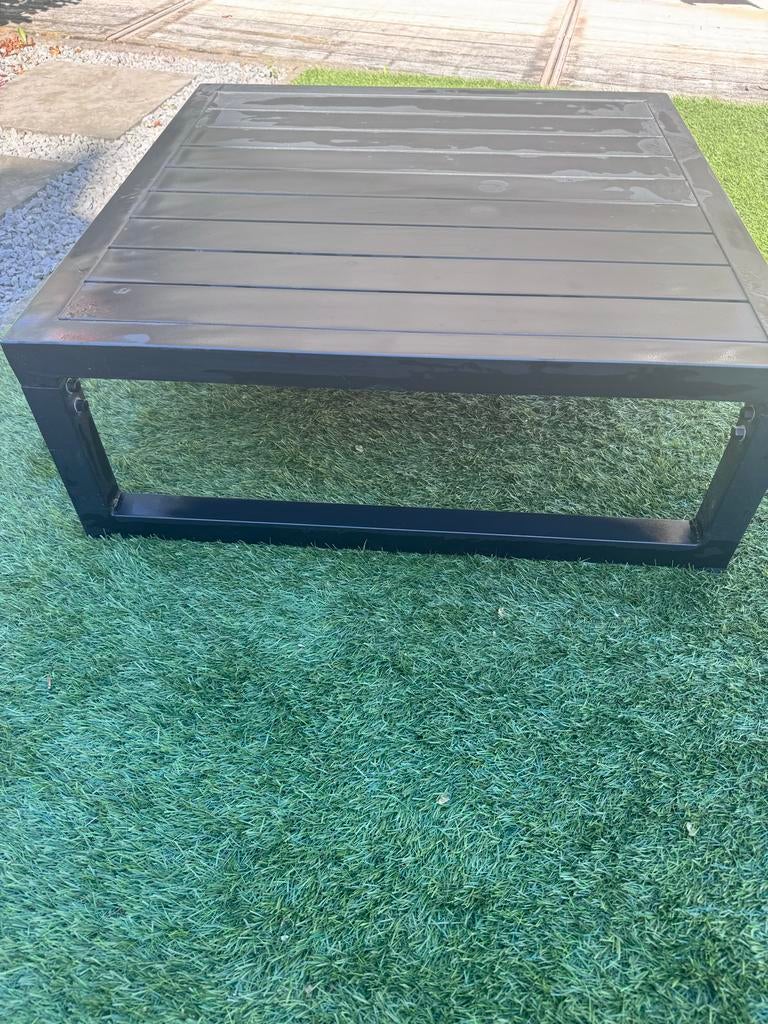 Zwarte vierkante salontafel tuin - Gebruikt, Tuin en Terras, Ophalen, Gebruikt, Vierkant, Metaal