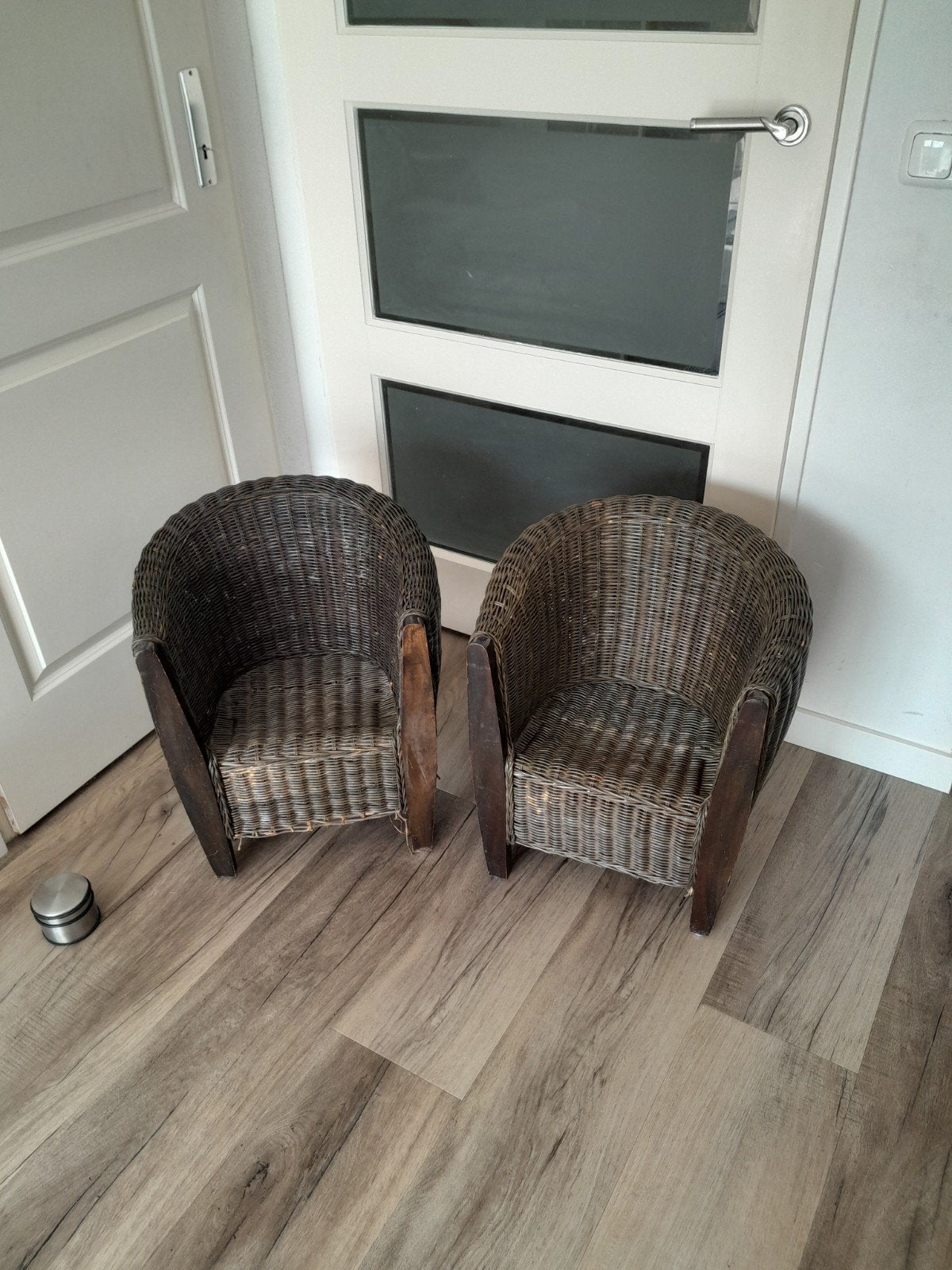 Twee rieten kinderstoeltjes, Ophalen, Bruin, Twee