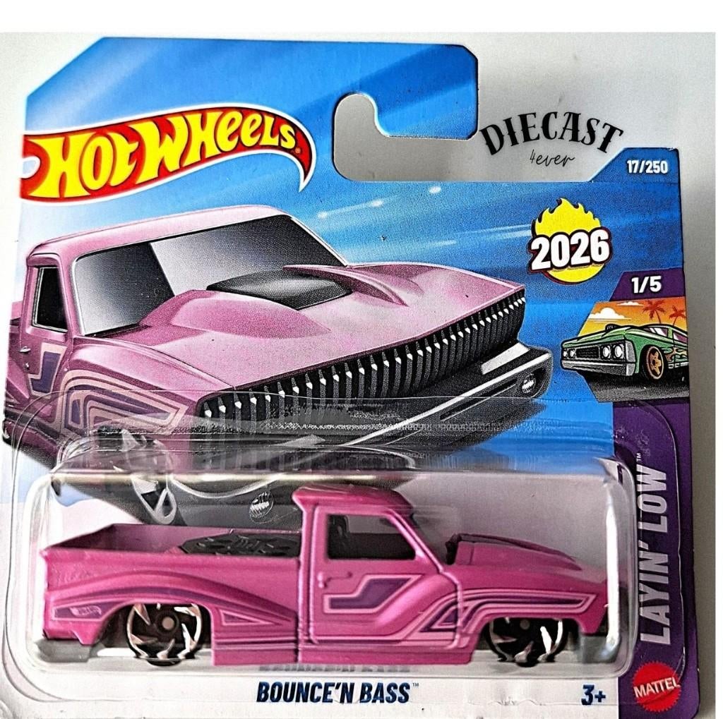 Hot Wheels Bounce'n Bass, pink, Ophalen, Nieuw, Auto