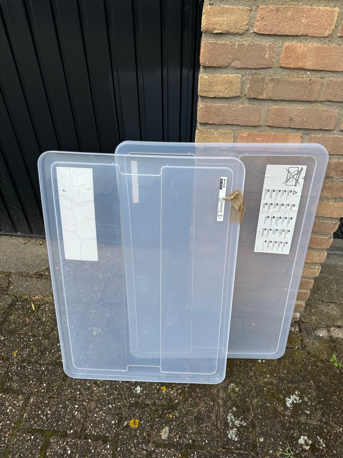 2x IKEA SAMLA deksel voor opbergbox, transparant, Ophalen, Gebruikt, 40 tot 60 cm, Overige typen
