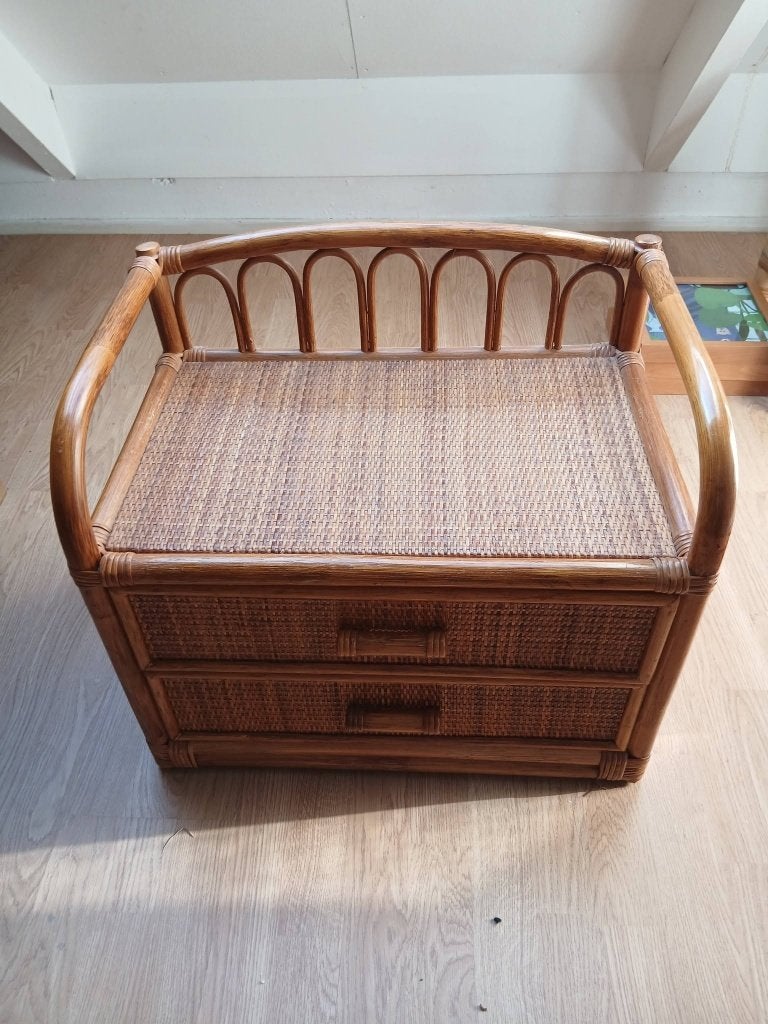 Rotan ladekastje vintage, Huis en Inrichting, Kasten | Ladekasten, Ophalen, Minder dan 50 cm, 1 of 2 laden, Vintage, bohemian