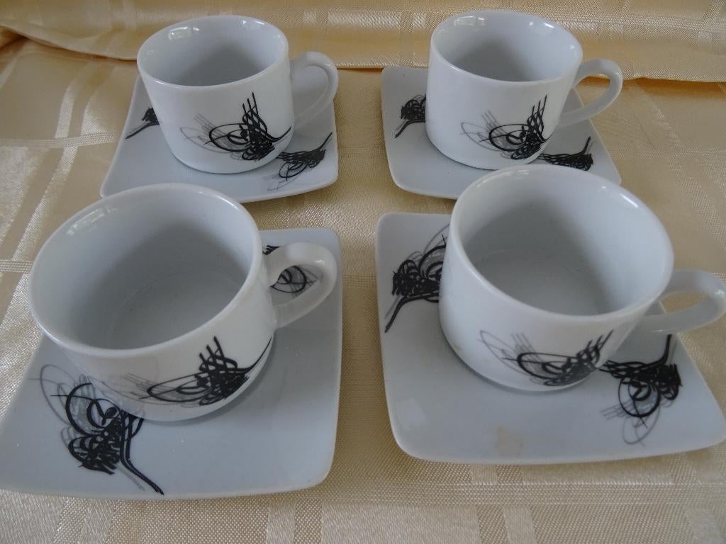 Espresso koffiekopjes Üntex porselein kop en schotel, Ophalen of Verzenden, Zo goed als nieuw, Overige stijlen, Kop(pen) en/of Schotel(s)