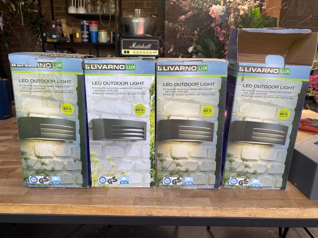 4x Livarno Led outdoor light NIEUW, Ophalen, Minder dan 50 watt, Wandlamp, Netvoeding