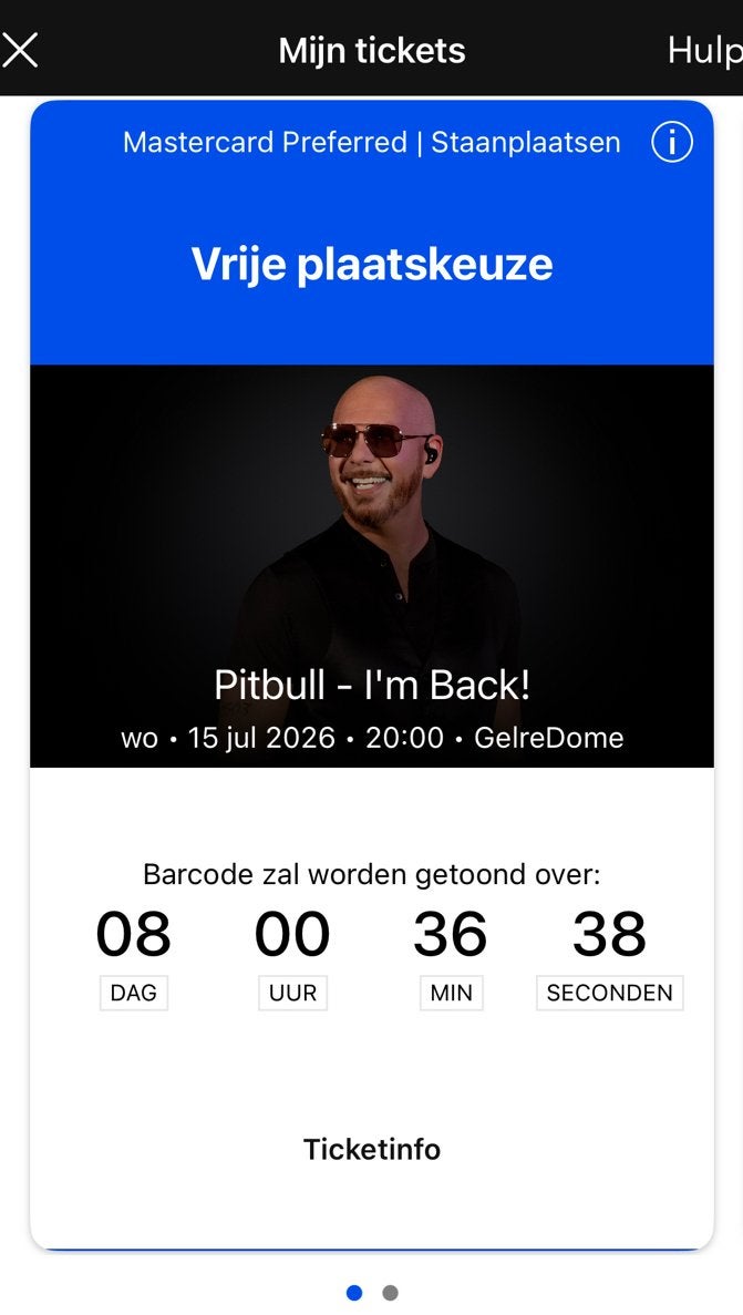 2x Pitbull Gelredome 15/07/2026 Staanplaatsen, Tickets en Kaartjes, Twee personen, Juli