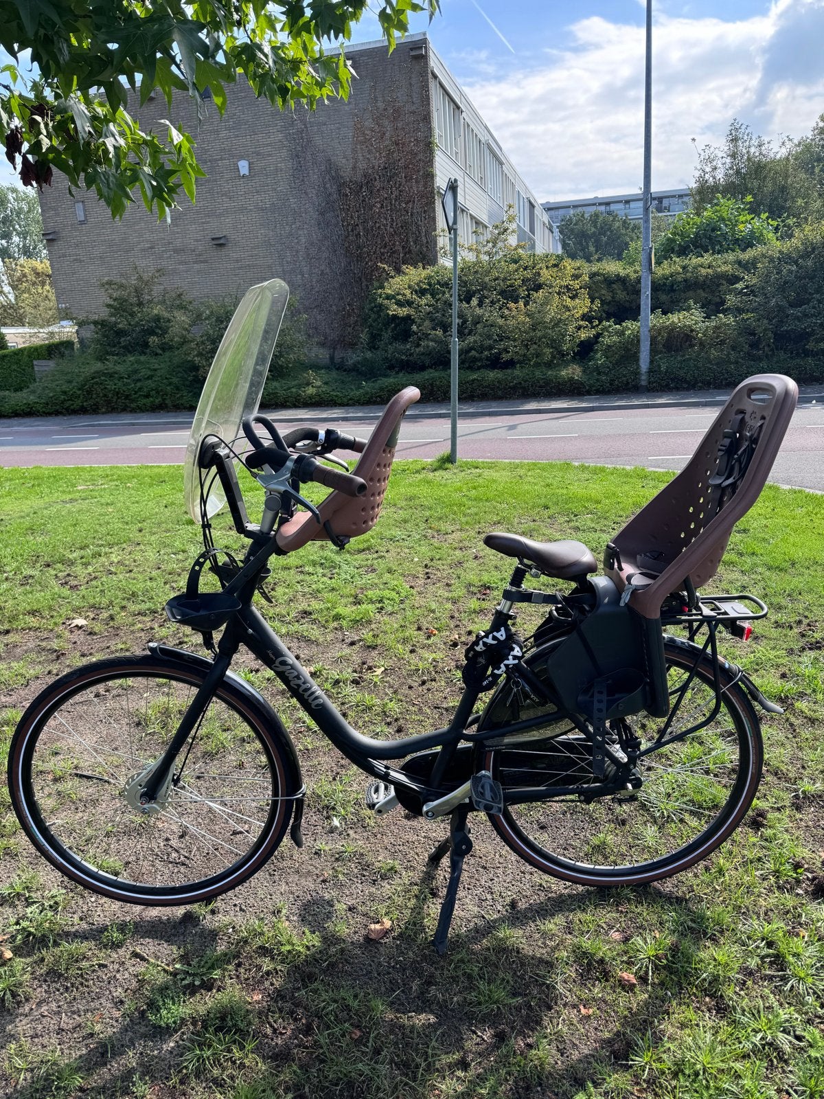 Moederfiets Gazelle Bloom met twee Yepp kinderzitjes, Fietsen en Brommers, Ophalen, Zo goed als nieuw, Gazelle