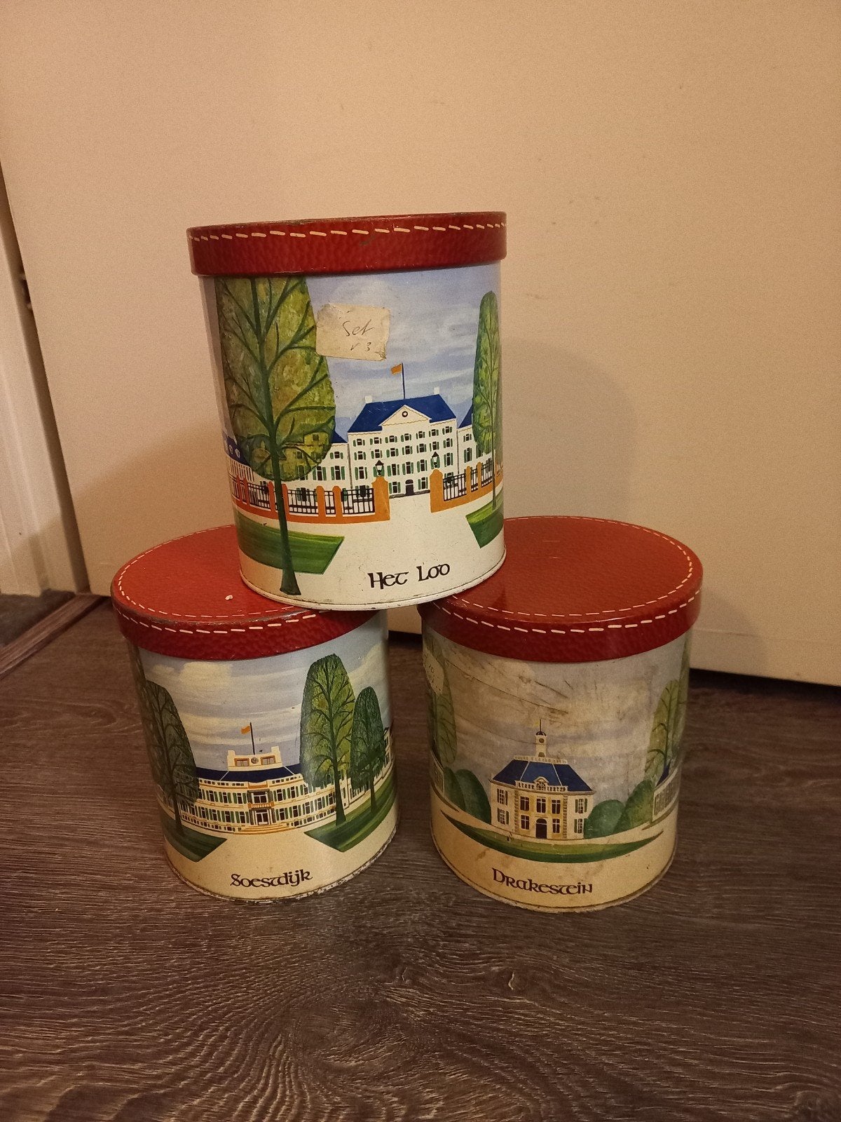 Set van 3 vintage blikken met Nederlandse paleizen, Ophalen of Verzenden