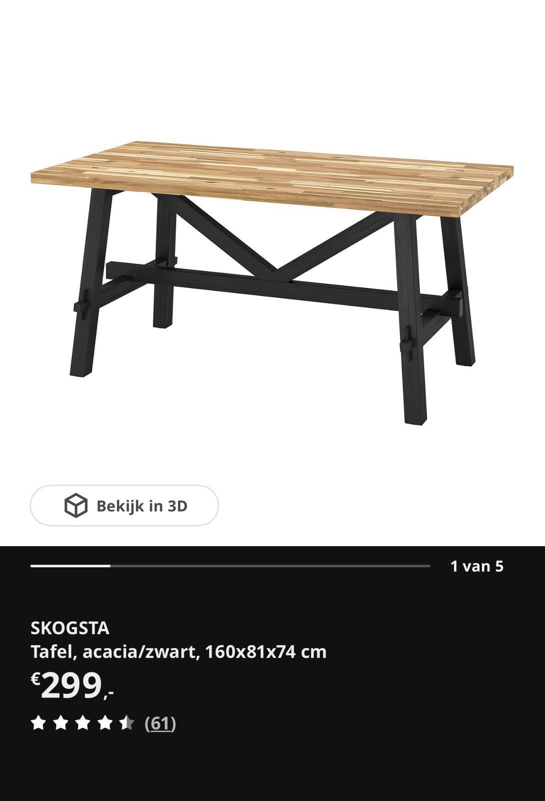 IKEA tafel 160cmx81cmx74cm, Ophalen