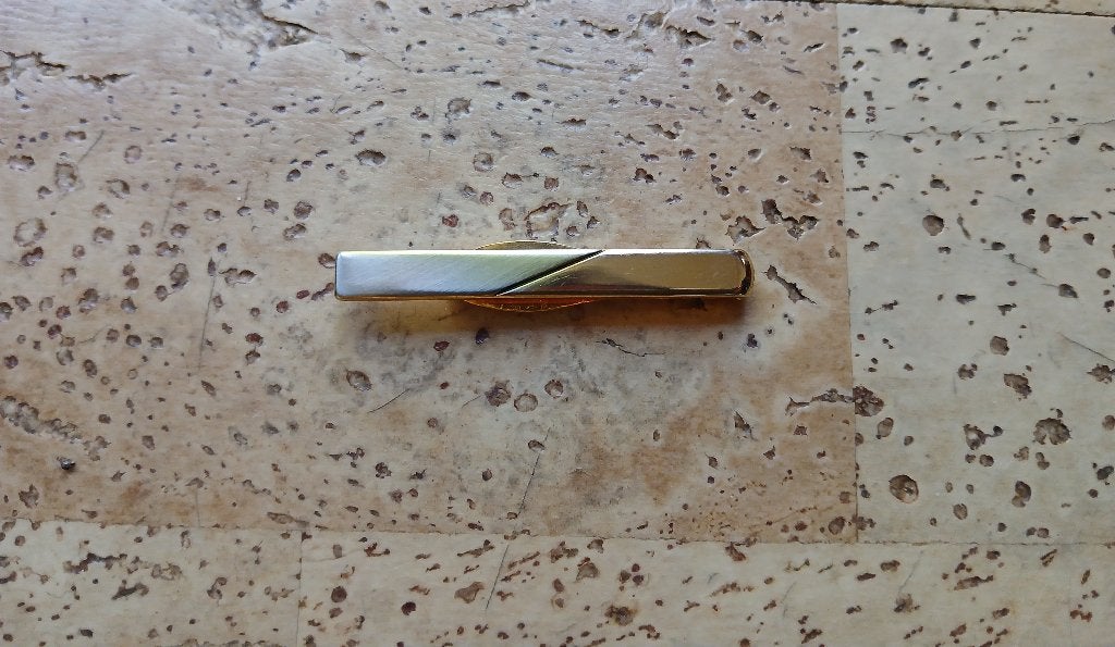Vintage dasspeld dasklem dasschuif goud- en zilverkleurig, Ophalen of Verzenden, Zo goed als nieuw, Met patroon