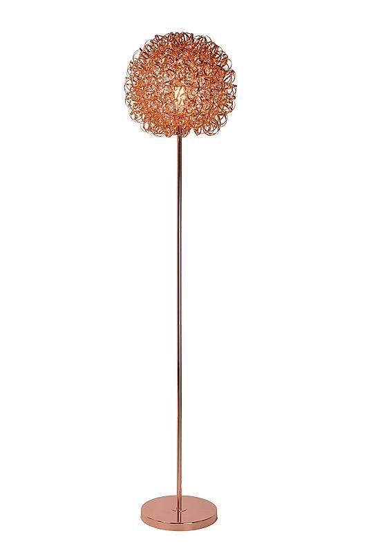 Koperkleurige Lucide Noon Vloerlamp, Huis en Inrichting, Lampen | Vloerlampen, Ophalen, 100 tot 150 cm, E27 (groot), Zo goed als nieuw