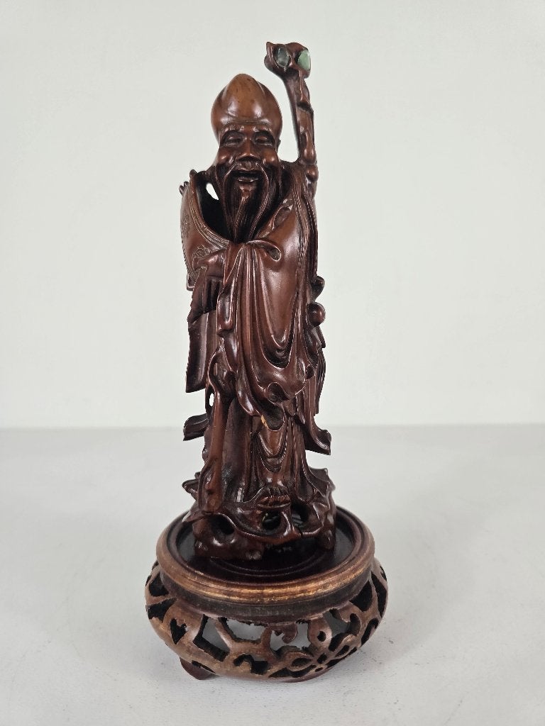 Beeld Shou Lao, buxus hout jade, China, 1e helft 20e eeuw, Ophalen of Verzenden