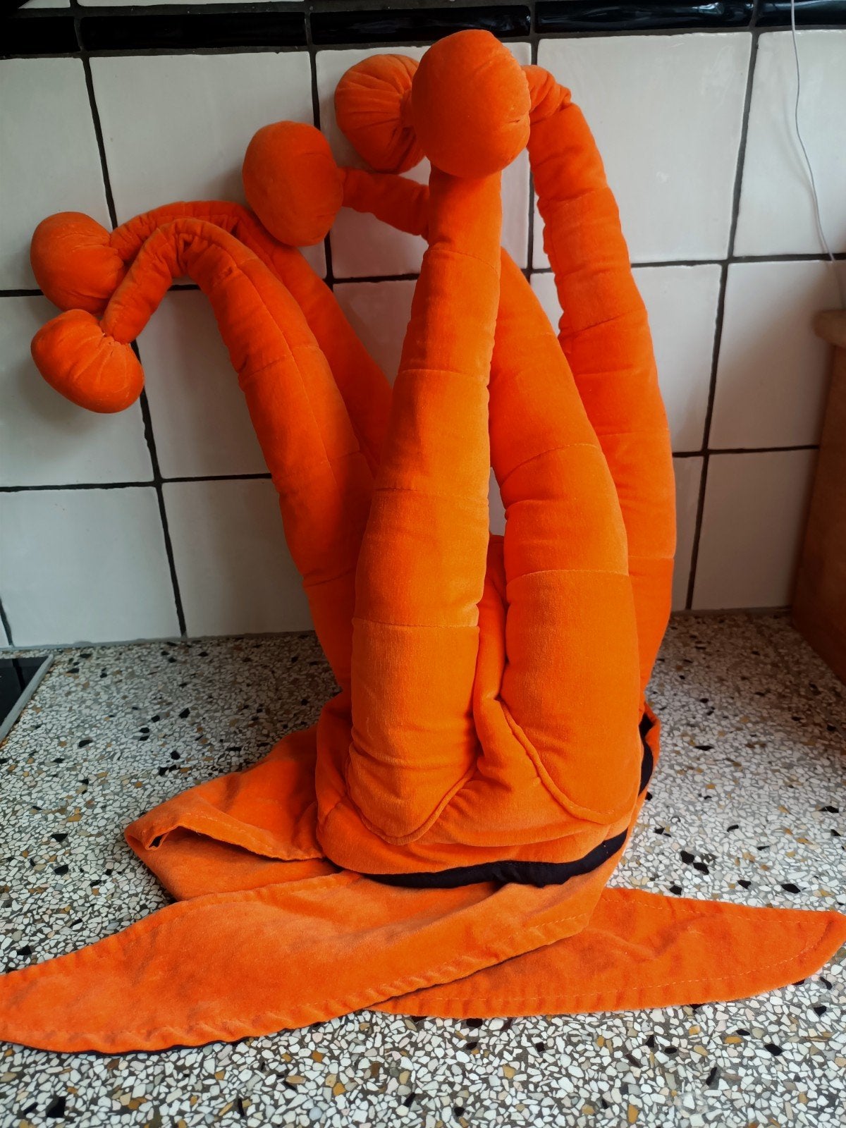 Vintage oranje narrenmuts oranjefeest Nederlands elftal, Ophalen of Verzenden, Zo goed als nieuw, Hoed of Pruik