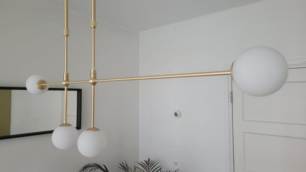 Westwing hanglamp Moon | Opaalglas | Goudkleurig, Gebruikt, Modern, Scandinavisch, Minimalistisch, E14 (klein), Ophalen of Verzenden