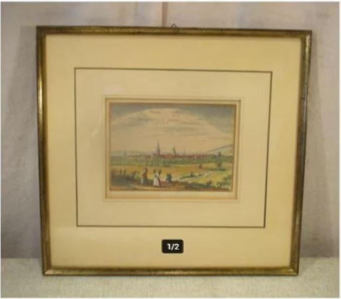 Prachtige Gekleurde Gravure - Unna - 35x33, Ophalen of Verzenden