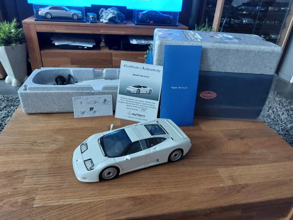 Autoart 70978 1/18 Bugatti EB 110 GT White, Hobby en Vrije tijd, Modelauto's | 1:18, Ophalen of Verzenden, Zo goed als nieuw, Auto
