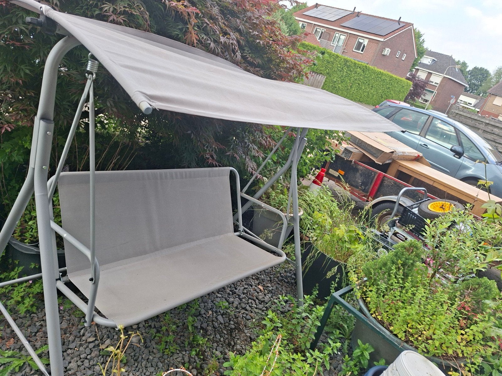 Nieuwe ProGarden Schommelbank met Luifel - Lichtgrijs, Ophalen, Nieuw, Metaal, Schommelbank