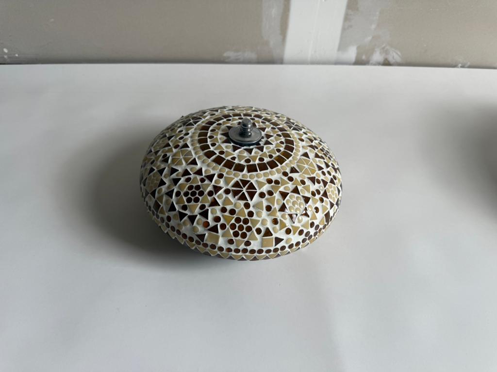 plafondlamp mozaiek beige/blauw/bruin, Ophalen, Zo goed als nieuw, Glas, Oosters