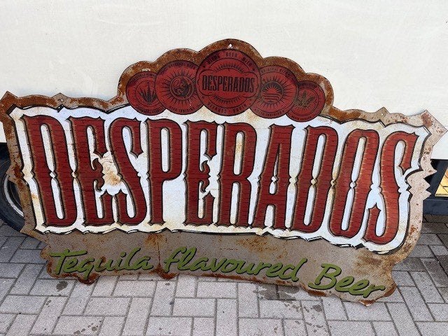 desperados bier bord metaal, Ophalen, Gebruikt, Reclamebord, Plaat of Schild, Overige merken