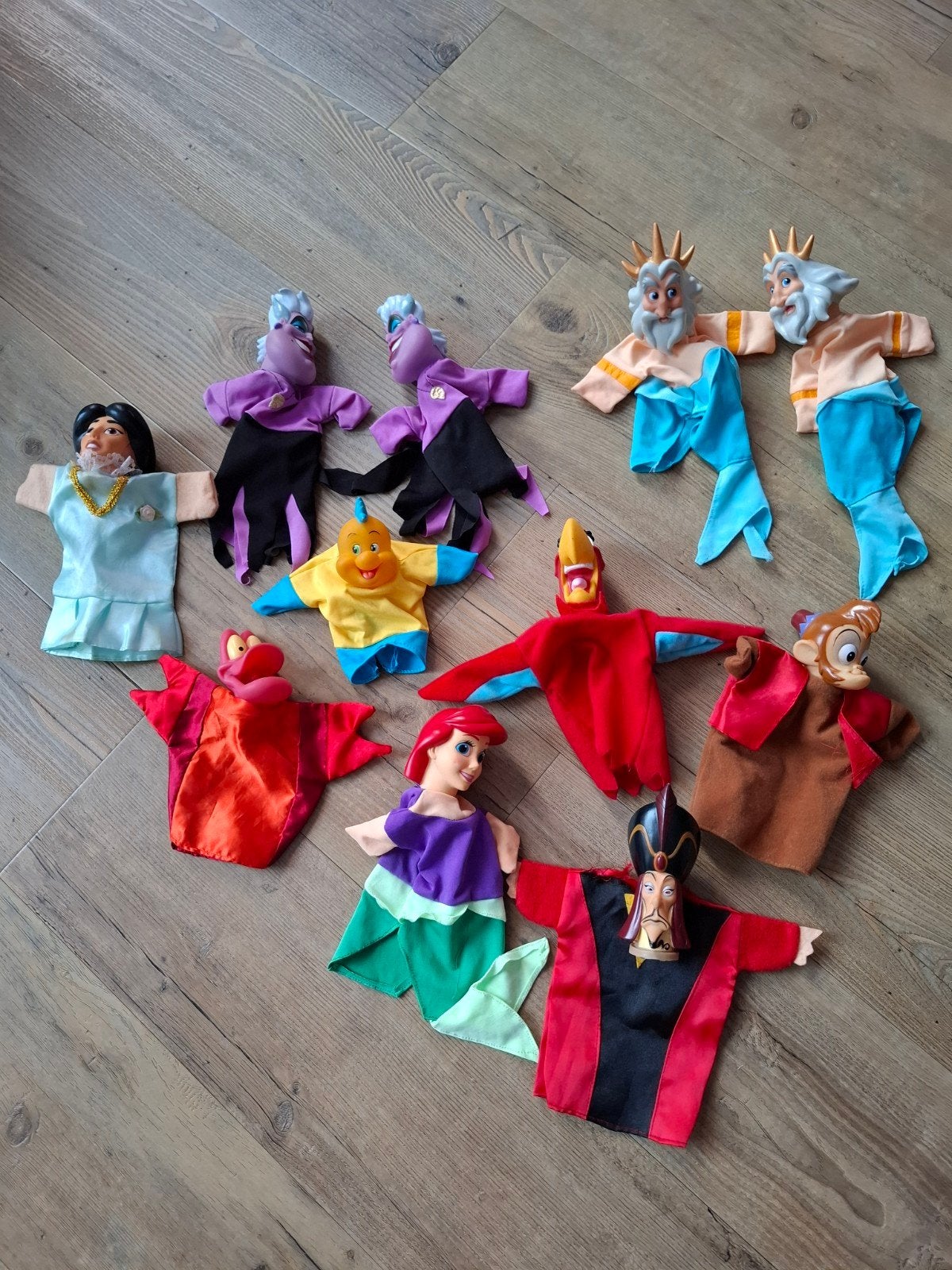 Disney handpoppen: Jafar, Ariel, Ursula, Triton, Sebastian, Verzamelen, Ophalen of Verzenden, Pocahontas of Kl. Zeemeermin, Gebruikt