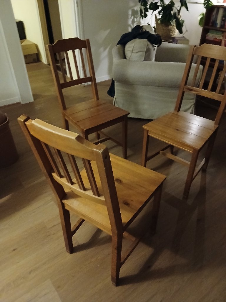 Houten stoelen, Huis en Inrichting, Ophalen, Gebruikt, Hout, Drie