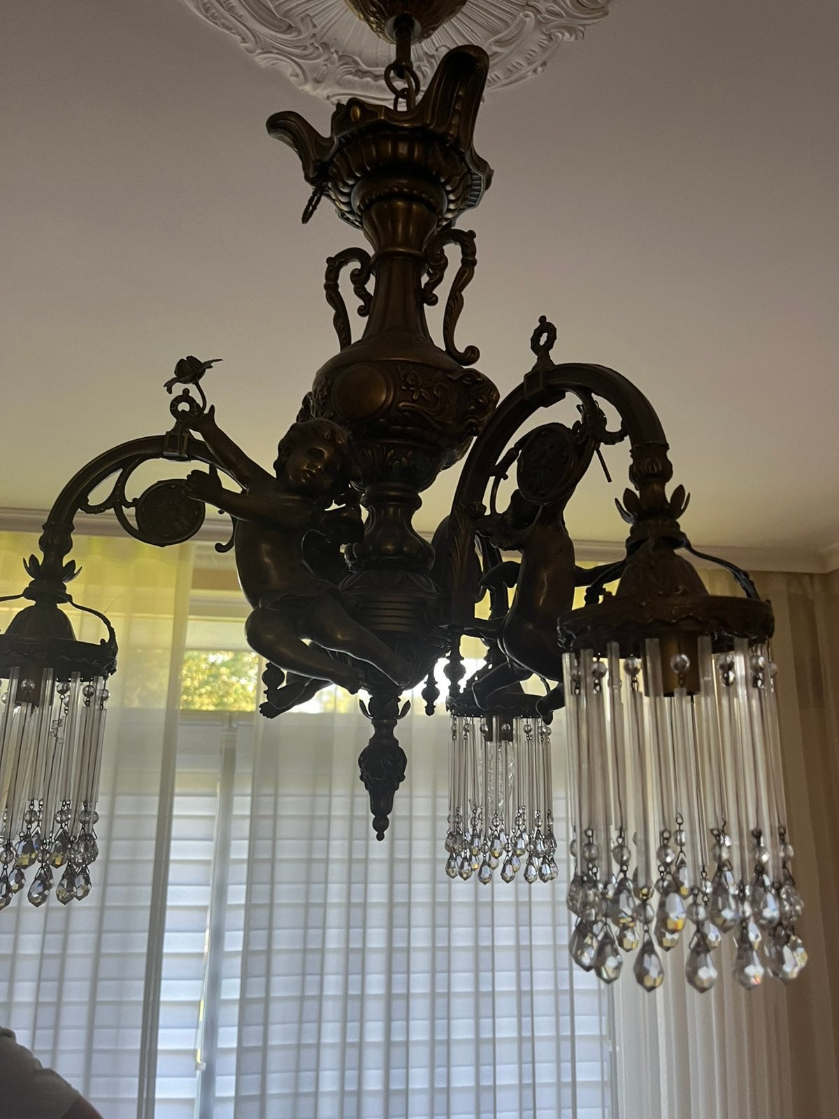 Hanglamp brons kroonluchter, Ophalen, Zo goed als nieuw