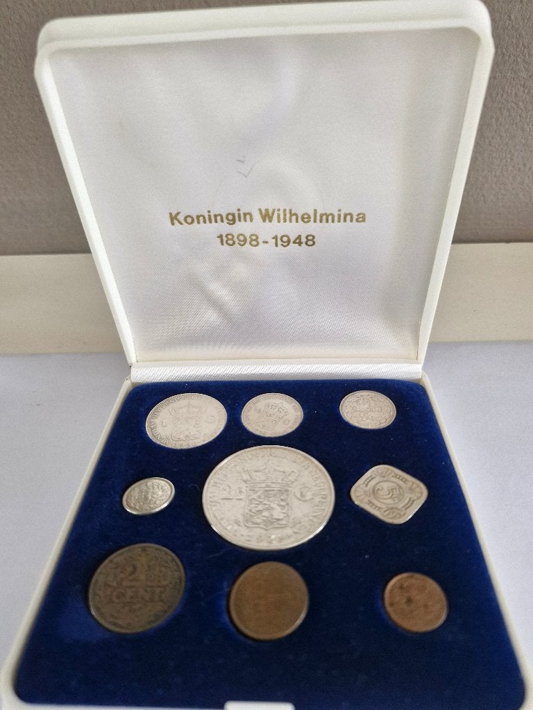 Verzamelcassette Munten van Kon. Wilhelmina, Postzegels en Munten, Setje, Zilver, Koningin Wilhelmina, Overige waardes