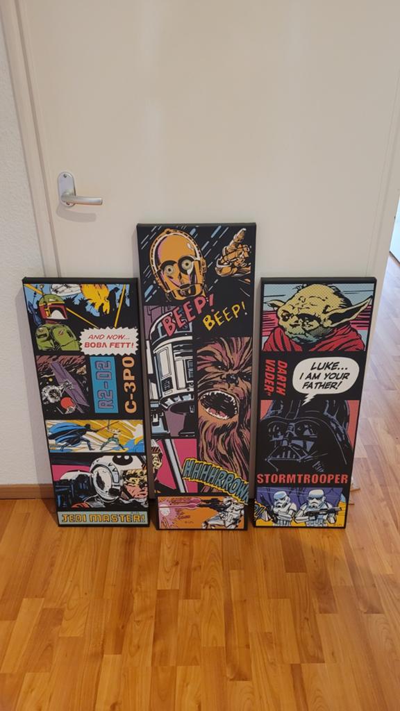 Star Wars Drieluik Canvas Set - Comic/Pop-Art (Topstaat!), Ophalen, Zo goed als nieuw, Overige typen