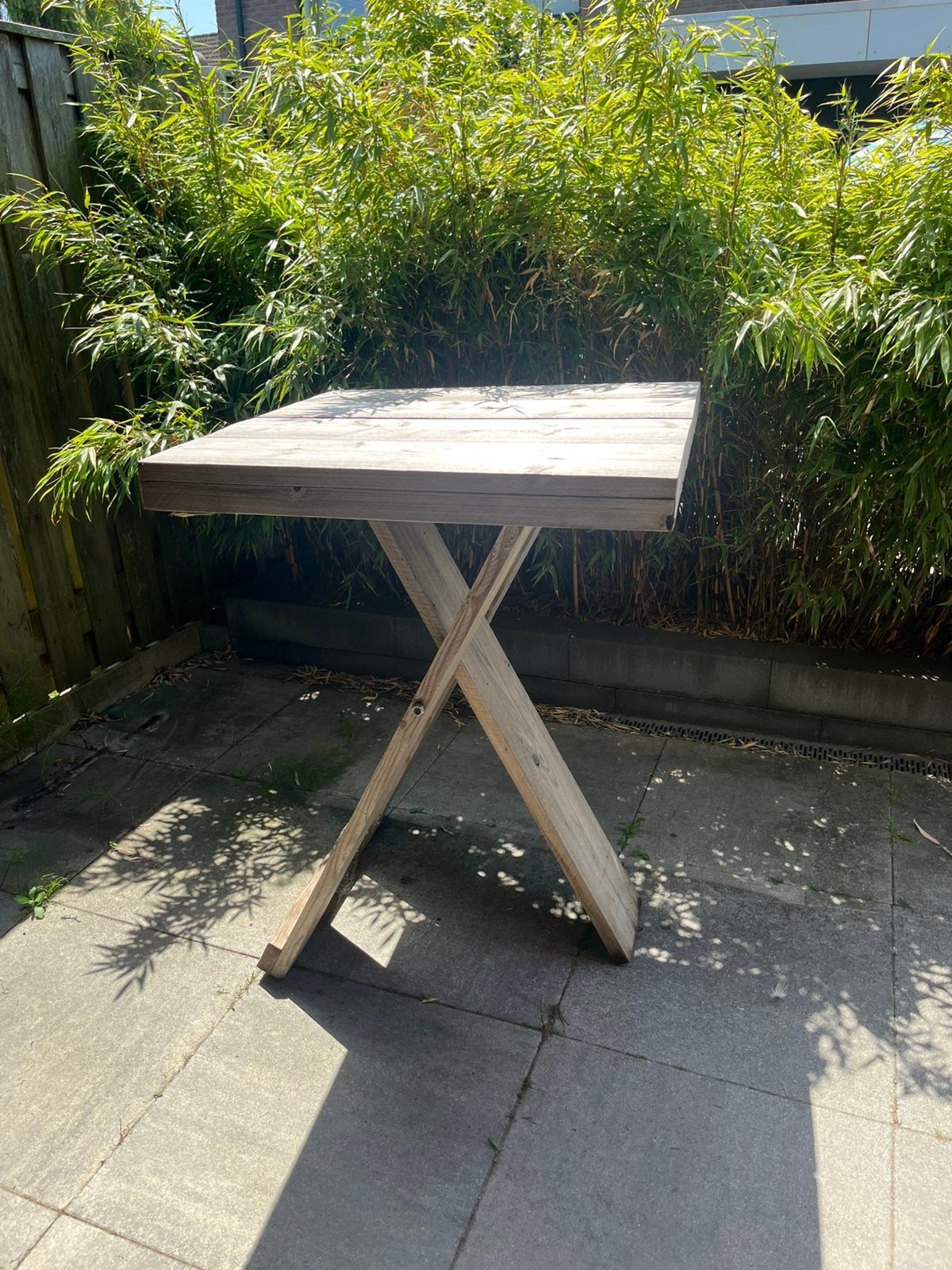 Steigerhouten statafel, Ophalen, Zo goed als nieuw, Rechthoekig, Hout