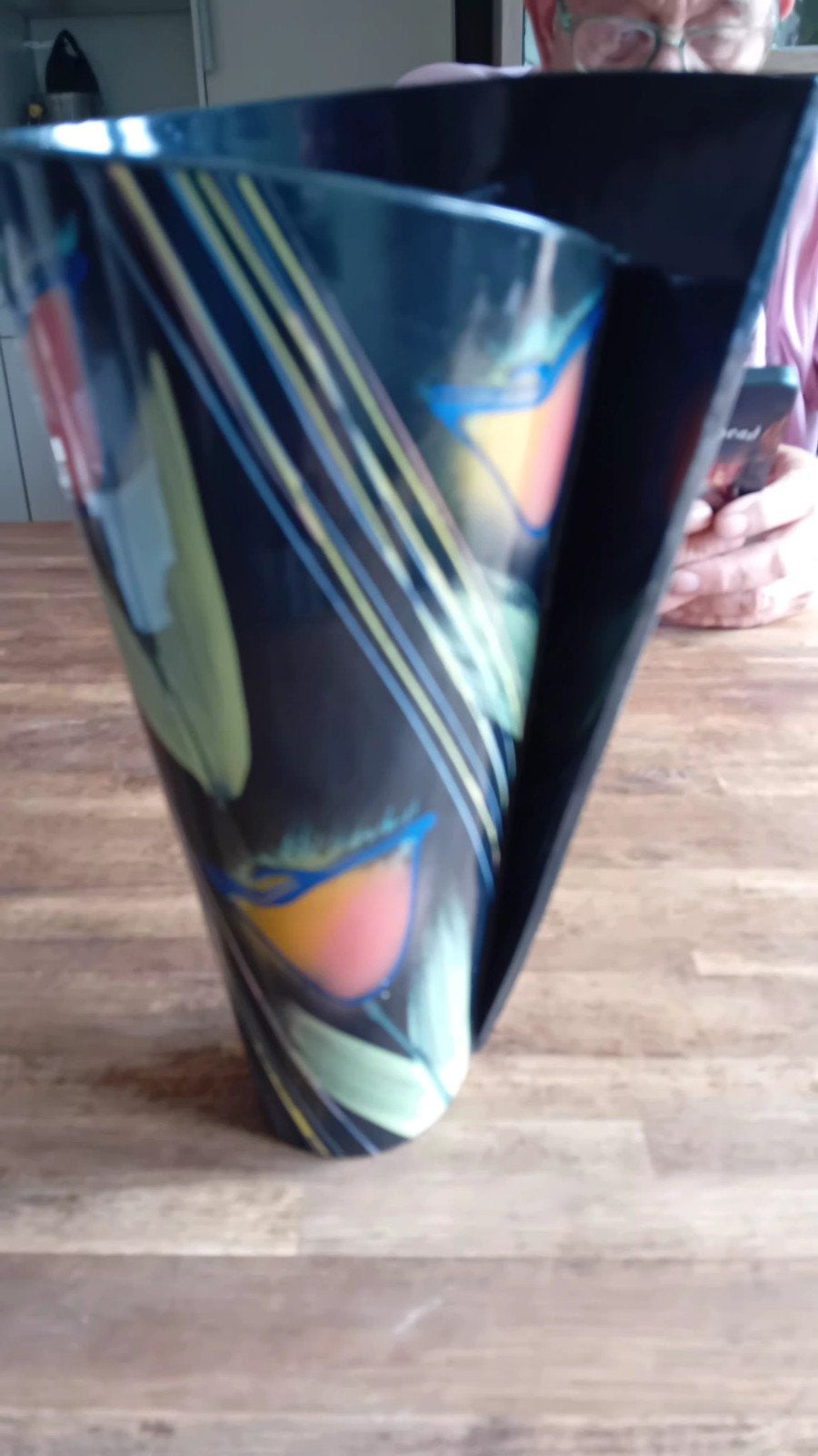 jan kamphuis vaas, 26 cm, Handgemaakt, Zwart, Ophalen of Verzenden