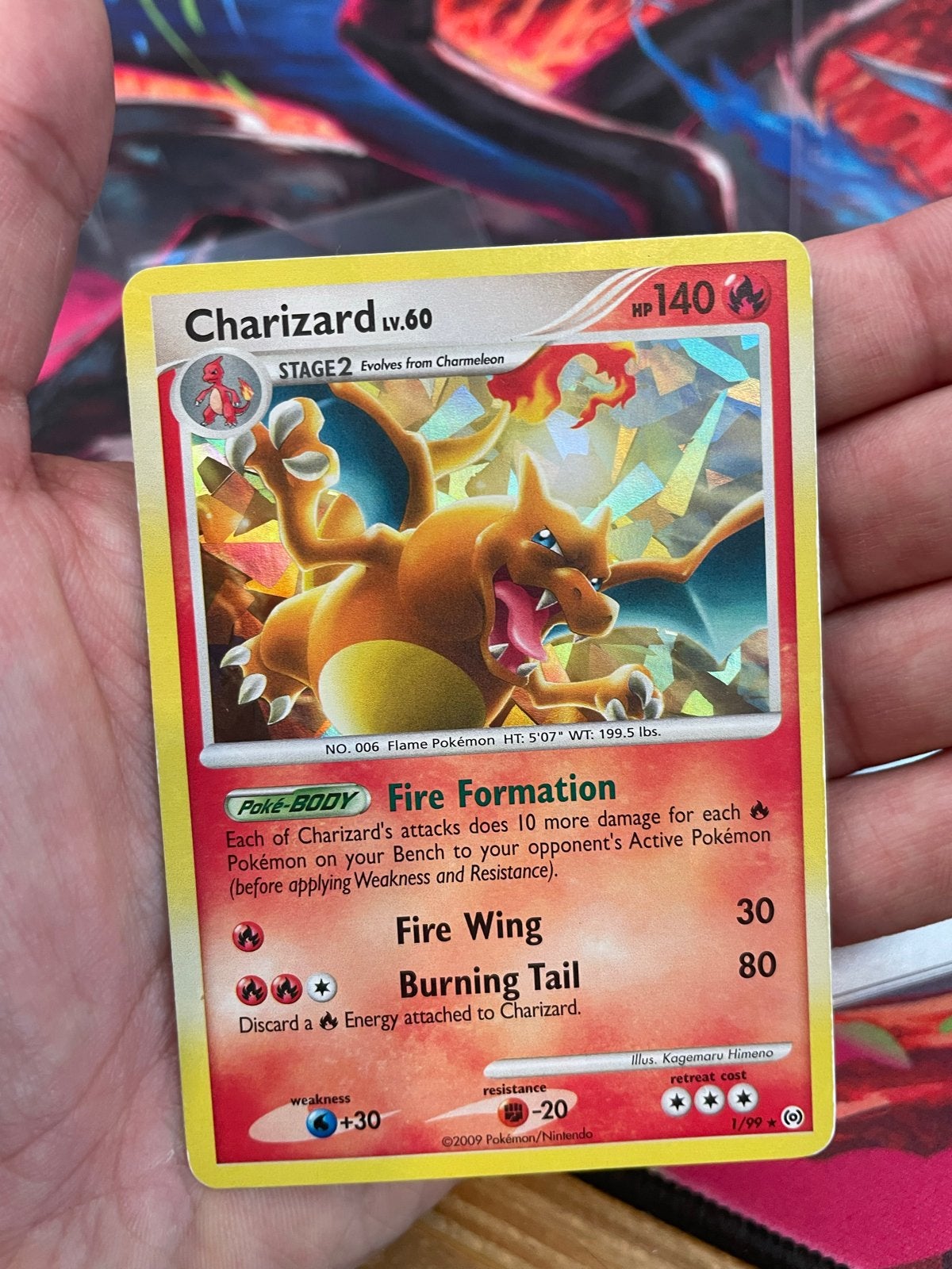 Charizard Lv.60 , Holo , 1 / 99 , Arceus Set Pokémon Kaart, Ophalen of Verzenden, Zo goed als nieuw, Losse kaart
