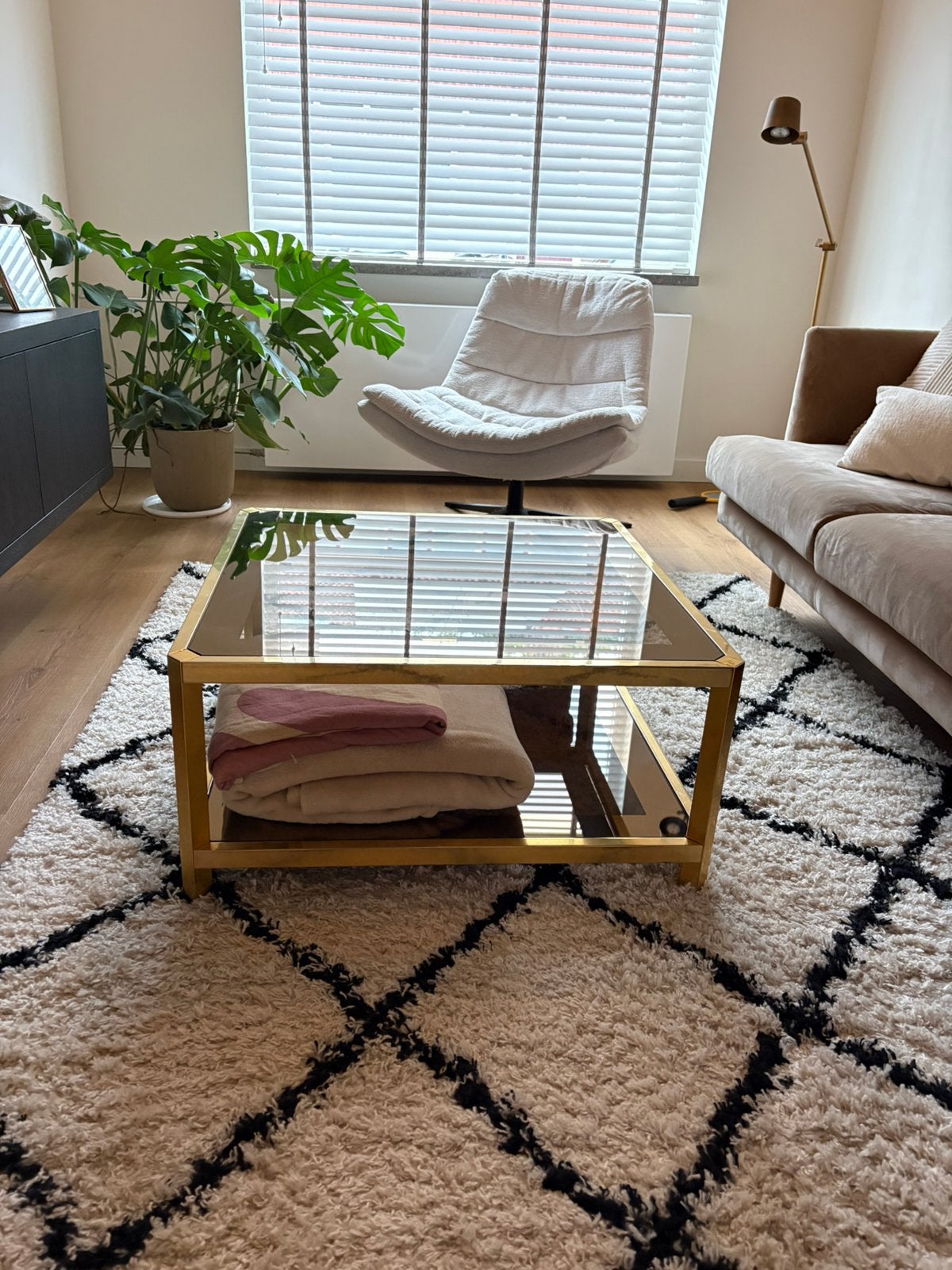 Vintage Fedam salontafel Hollywood Regency/Mid Century, Ophalen, Zo goed als nieuw, Rond, 50 tot 100 cm