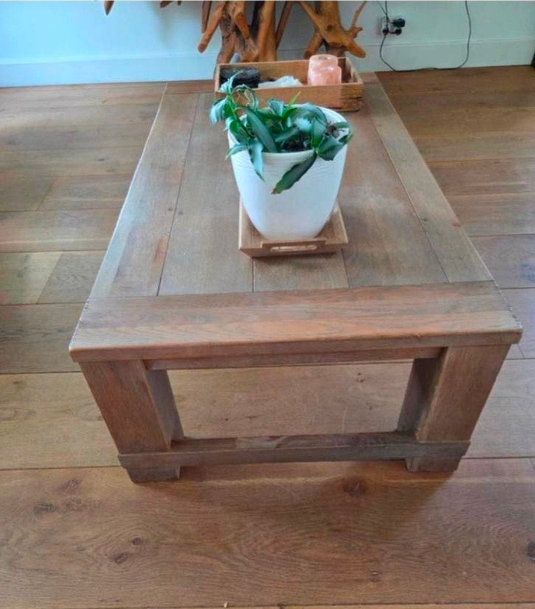 Eikenhouten salontafel van Henders & Hazel, Huis en Inrichting, Tafels | Salontafels, Ophalen, 100 tot 150 cm, Eikenhout, 50 tot 100 cm