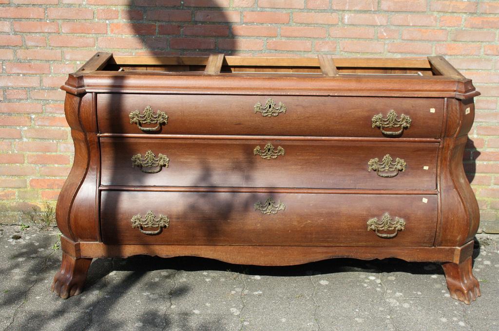 Antiek gebogen onderstel Hollands kabinet ladenkast dressoir, Antiek en Kunst, Ophalen