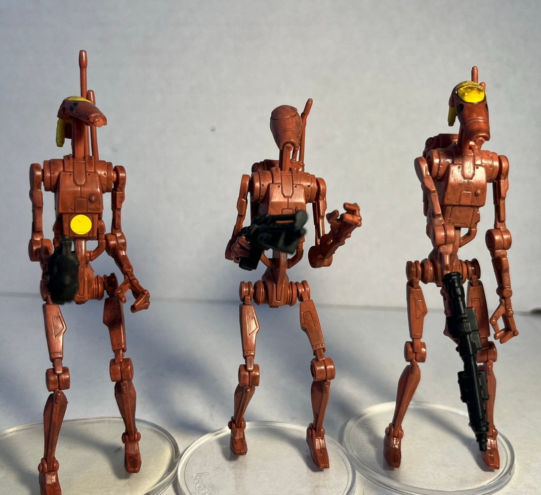 Star Wars 3 x red Battle Droid waaronder commander, Ophalen of Verzenden, Actiefiguurtje
